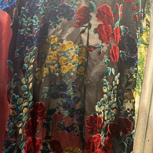 Nylon viscose rose, patterned kimono see-through - Picture 7 of 10